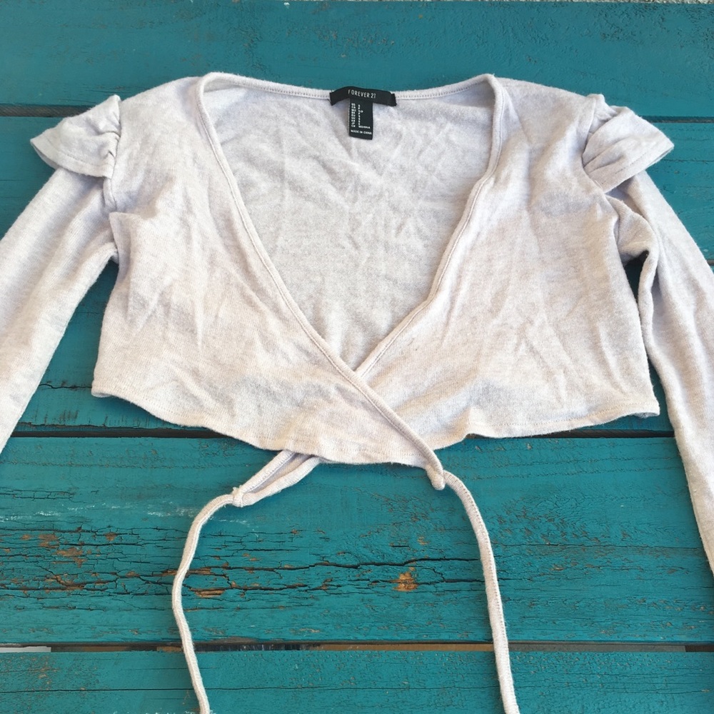 Oatmeal/cream/beige wrap blouse